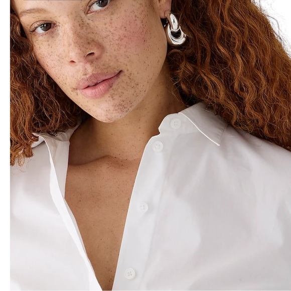 J Crew White Wren Slim Shirt Stretch Cotton Poplin Button Up Collar Women Size 2 - Picture 2 of 15